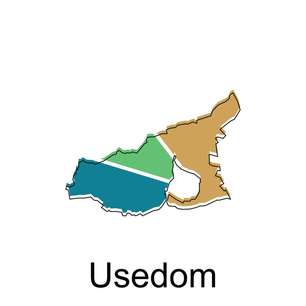 Map of Usedom colorful design, World Map International vector template with outline graphic sketch style on white background