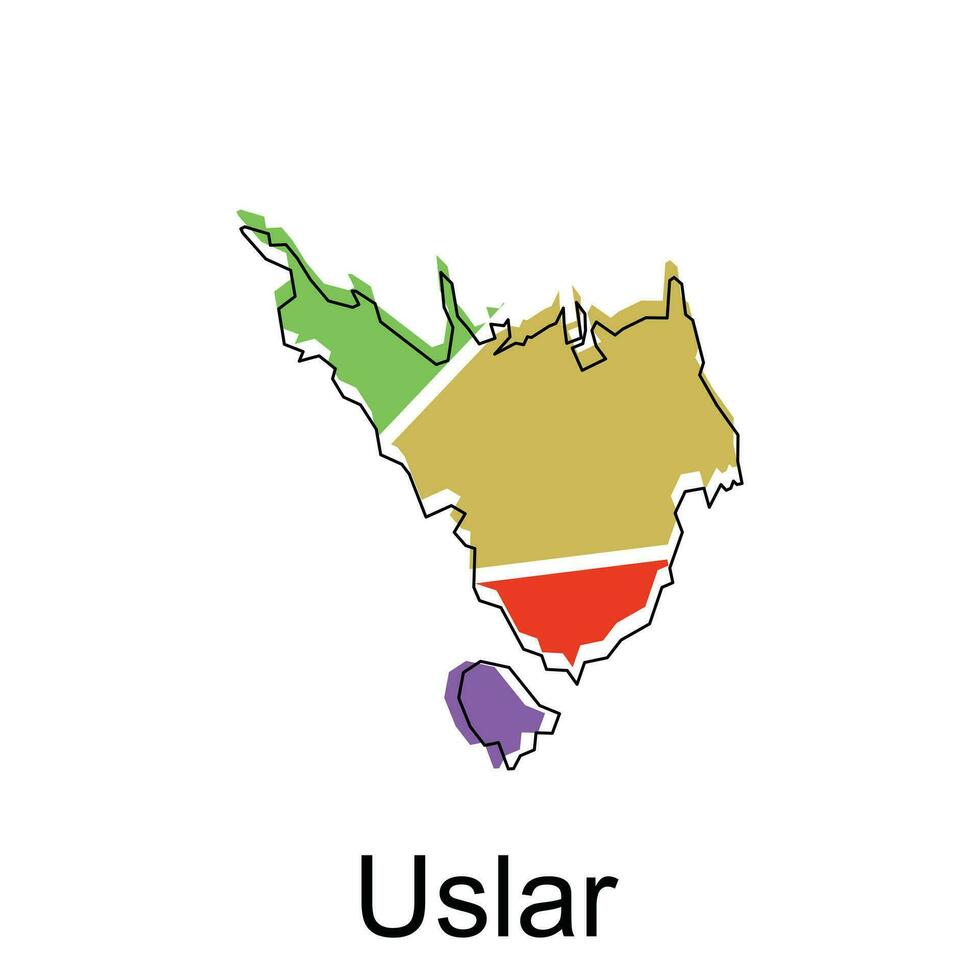 Uslar map, detailed outline colorful regions of the German country. Vector illustration template design
