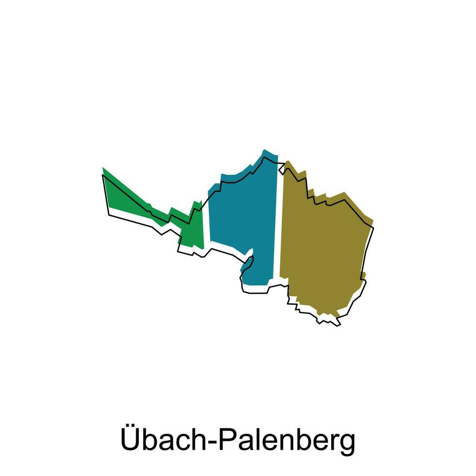 Map of Ubach Palenberg colorful design, World Map International vector template with outline graphic sketch style on white background