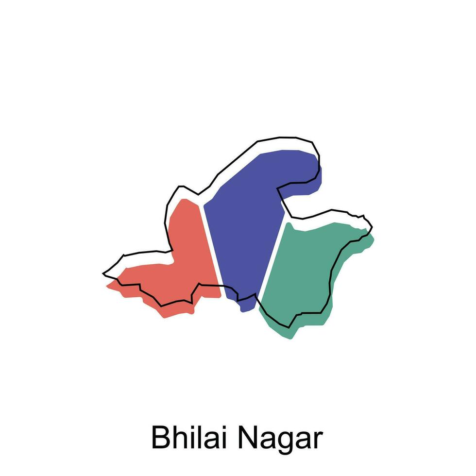 bhilai nagar mapa ilustración diseño, vector modelo con contorno gráfico bosquejo estilo aislado en blanco antecedentes