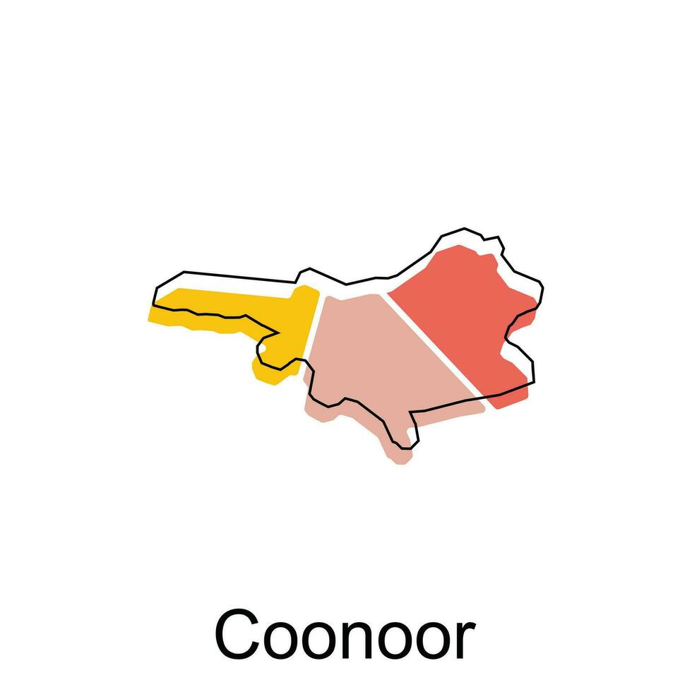 map of Coonoor vector design template, national borders and important cities illustration
