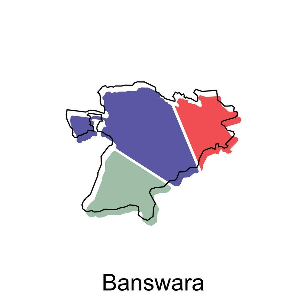 Banswara map illustration design, vector template with outline graphic sketch style isolated on white background