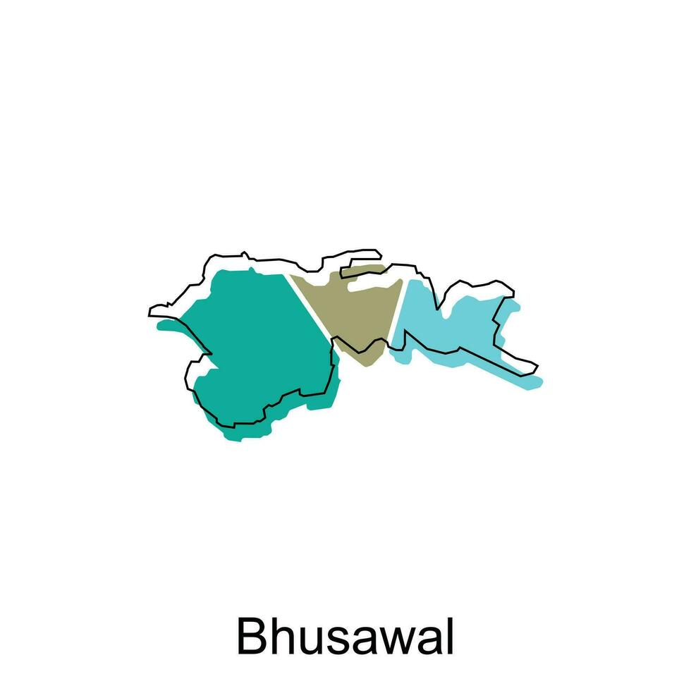 map of Bhusawal vector design template, national borders and important cities illustration
