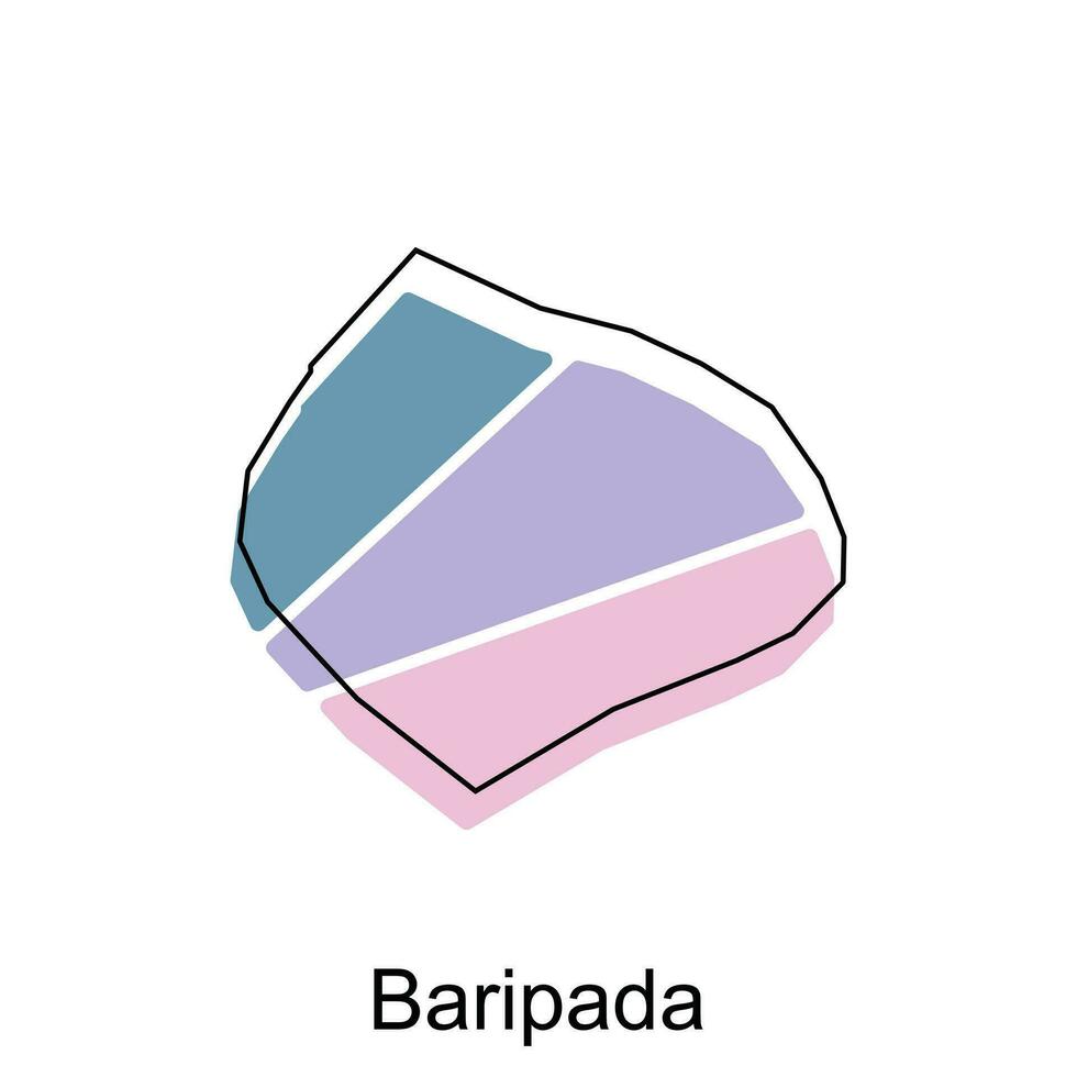 Map of Baripada modern geometric illustration, map of India country vector design template