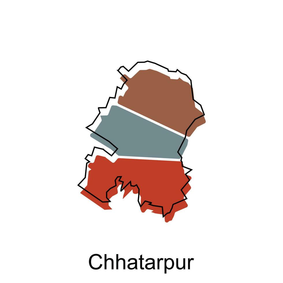 Chhatarpur map illustration design, vector template with outline graphic sketch style isolated on white background