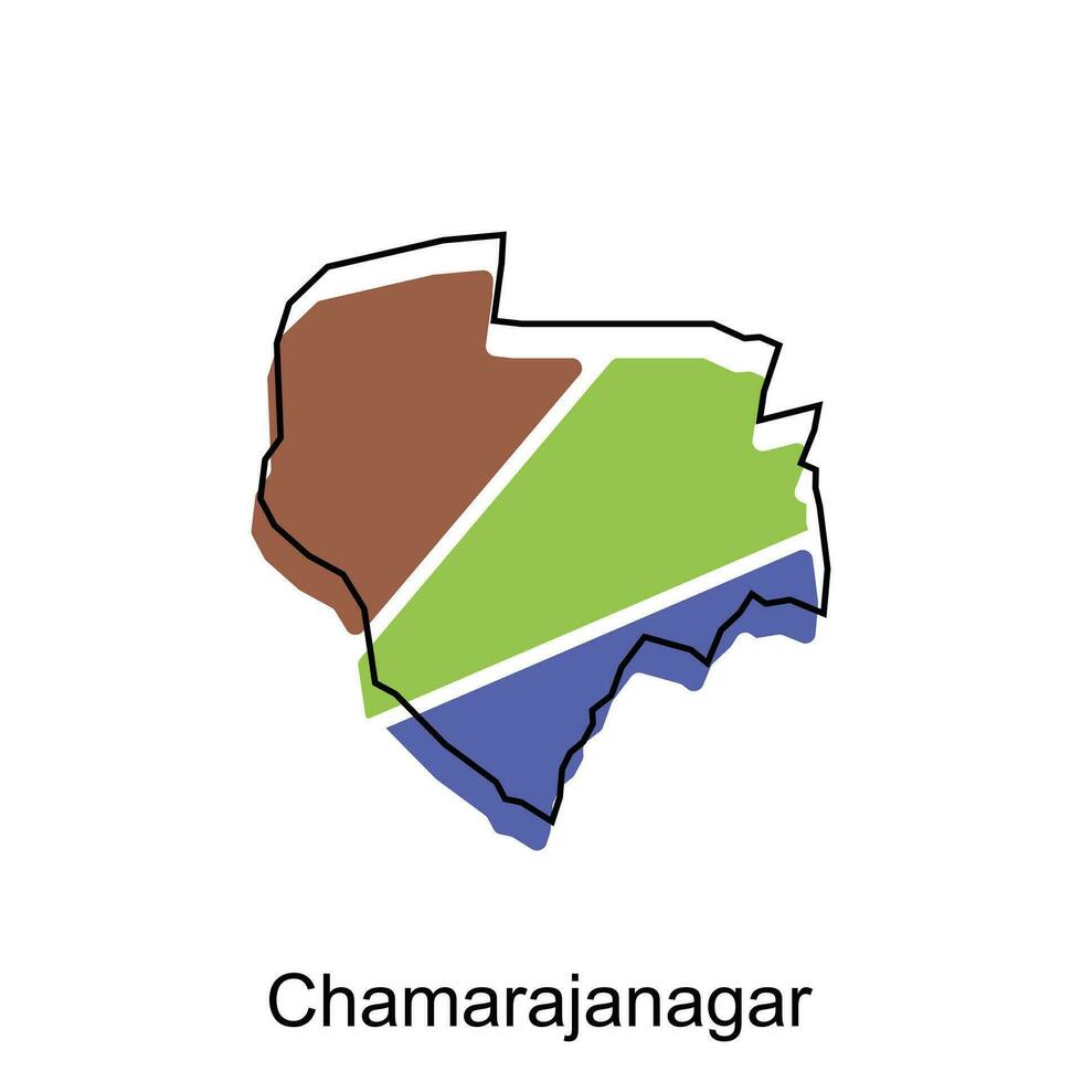 Map of Chamarajanagar modern geometric illustration, map of India country vector design template