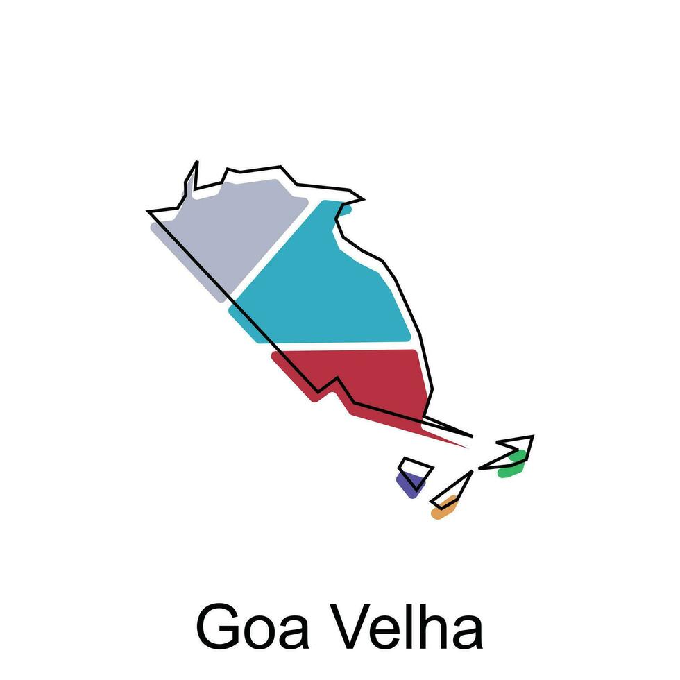 Goa Velha City of India map vector illustration, vector template with outline graphic sketch design