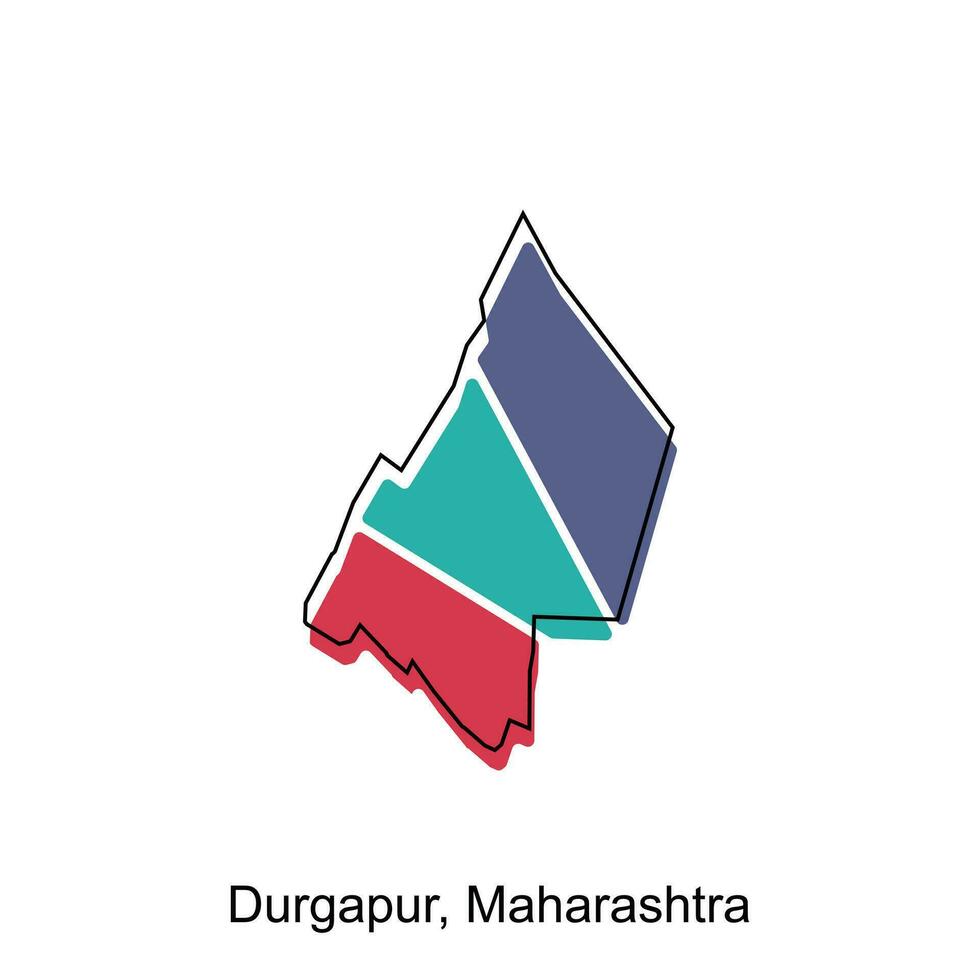 Durgapur, Maharshtra City of India map vector illustration, vector template with outline graphic sketch design