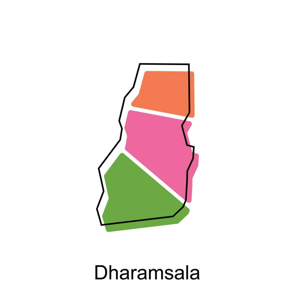 map of Dharamsala design template with outline graphic sketch style isolated on white background vector