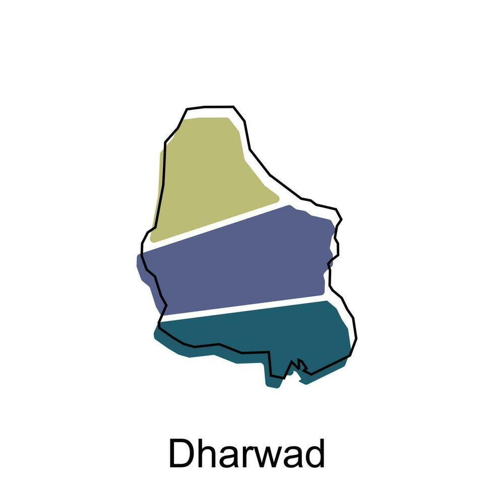 Dharwad City of India map vector illustration, vector template with outline graphic sketch design