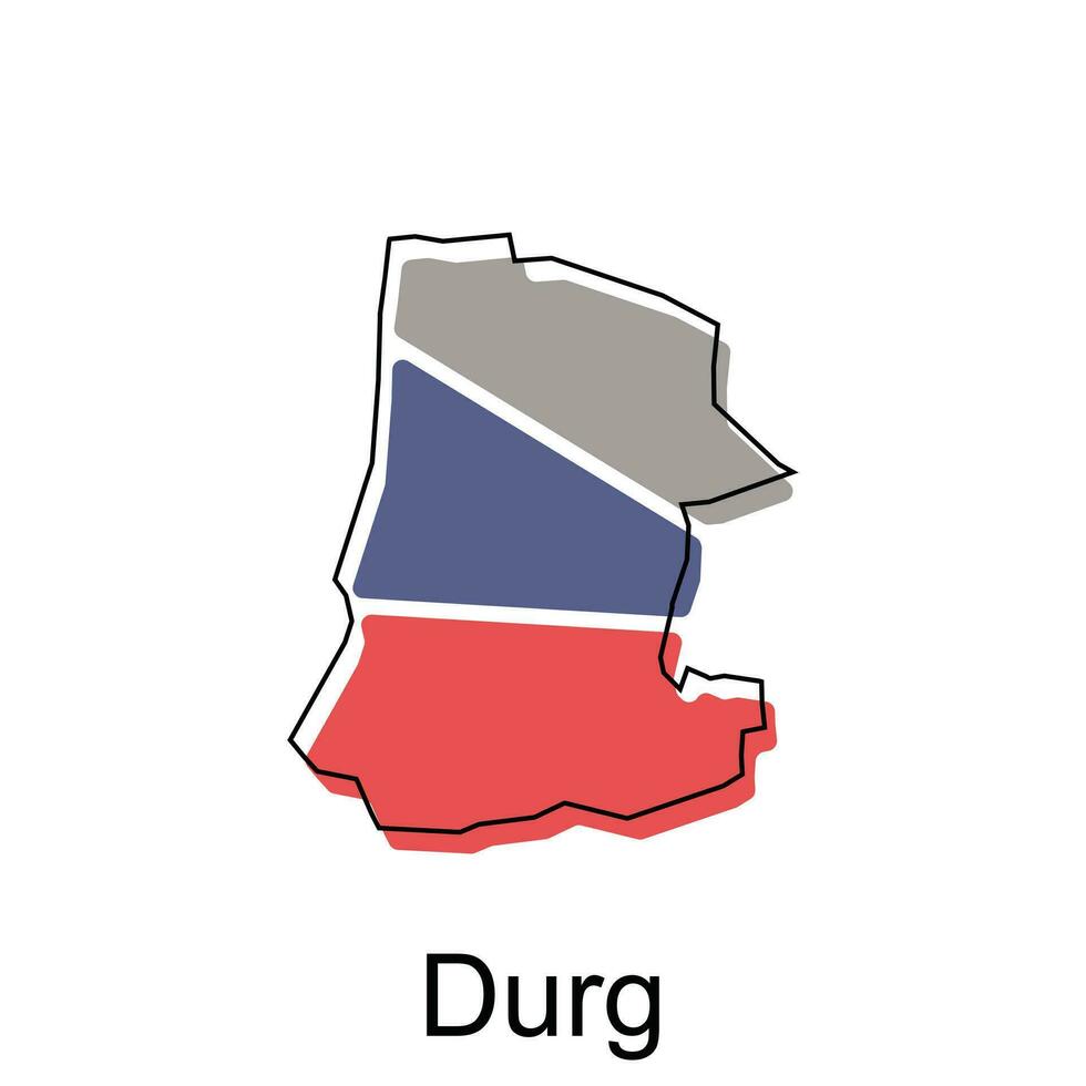 Durg City of India map vector illustration, vector template with outline graphic sketch design