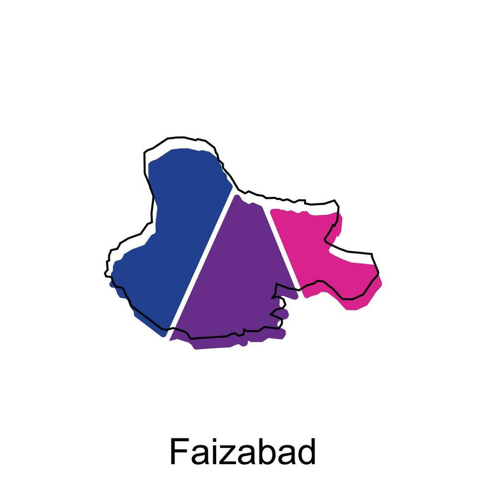 Faizabad City of India map vector illustration, vector template with outline graphic sketch design
