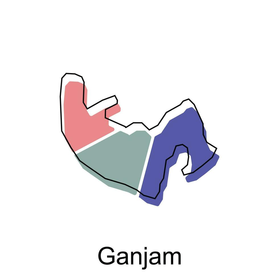 Ganjam City of India map vector illustration, vector template with outline graphic sketch design