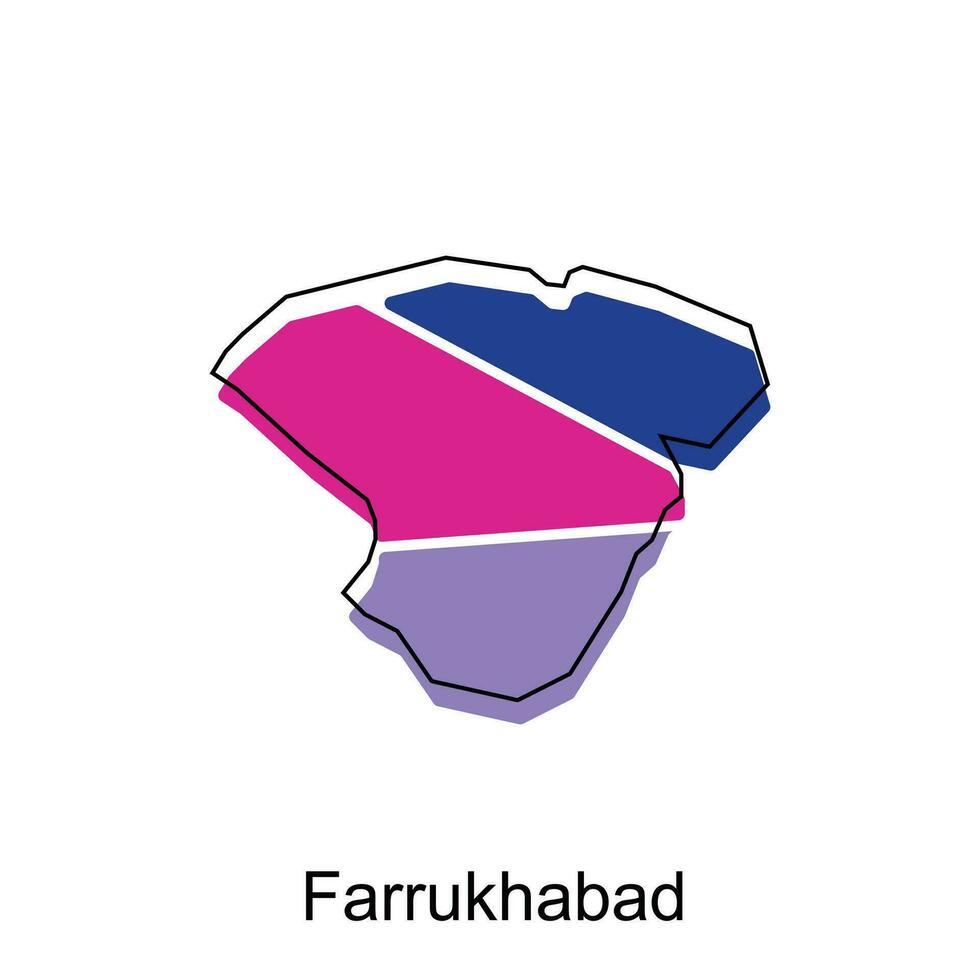 Farrukhabad City of India map vector illustration, vector template with outline graphic sketch design