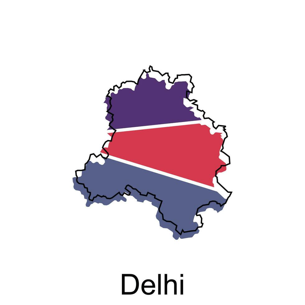 Delhi City of India map vector illustration, vector template with outline graphic sketch design