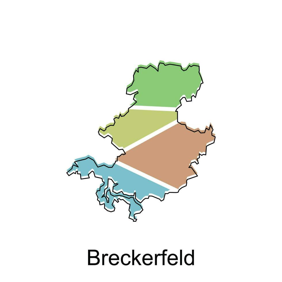 map of Breckerfeld vector design template, national borders and important cities illustration