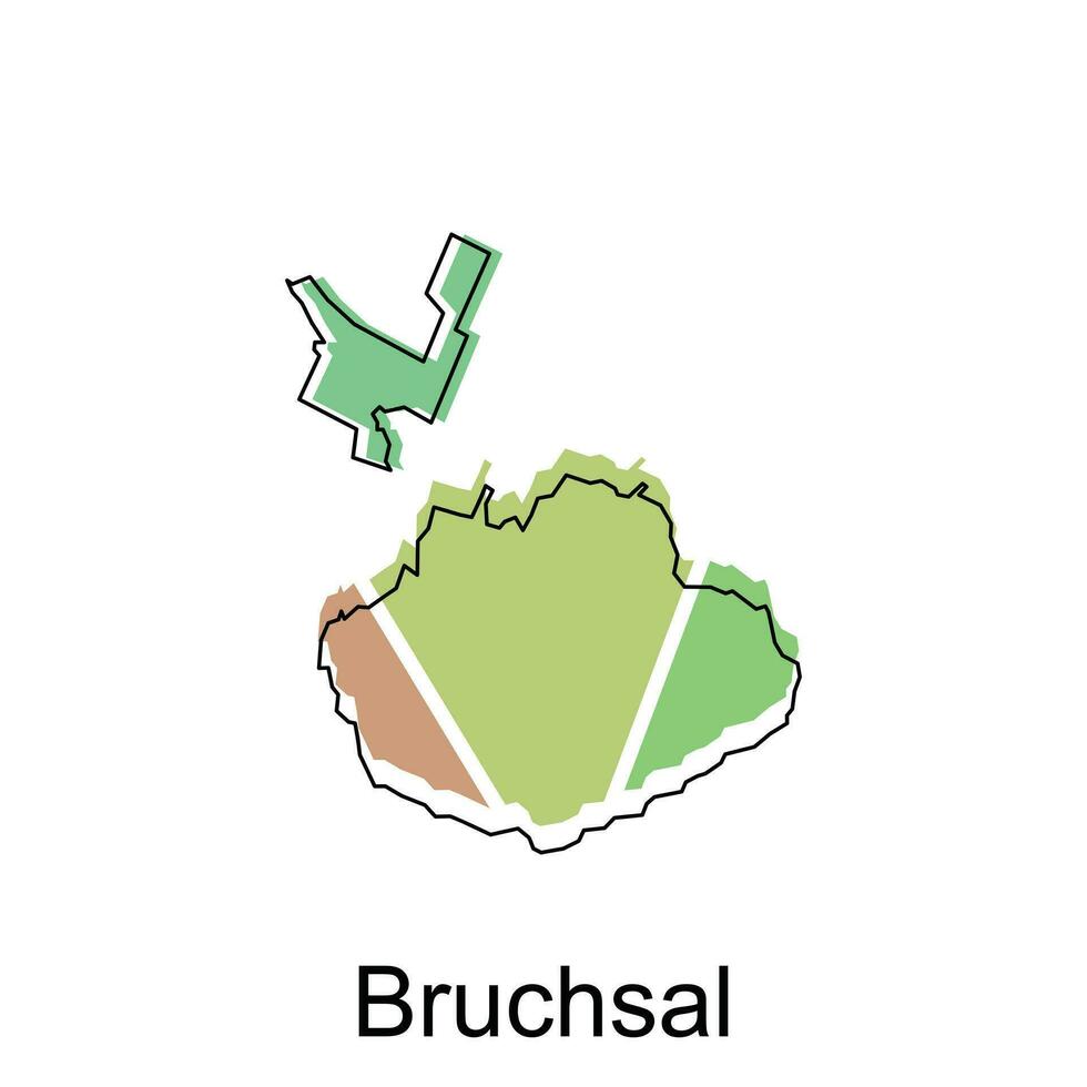 Map of Bruchsal design illustration, vector symbol, sign, outline, World Map International vector template on white background