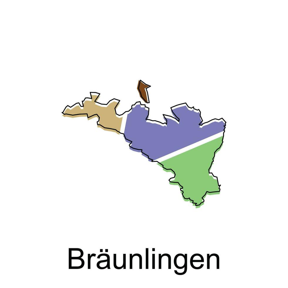 map of Braunlingen vector design template, national borders and important cities illustration