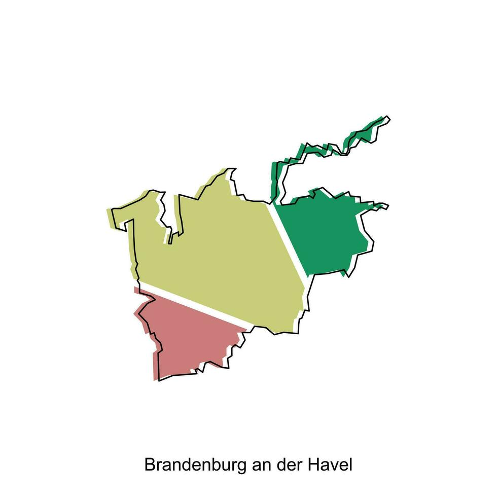 Map of Brandenburg An Der Havel design illustration, vector symbol, sign, outline, World Map International vector template on white background