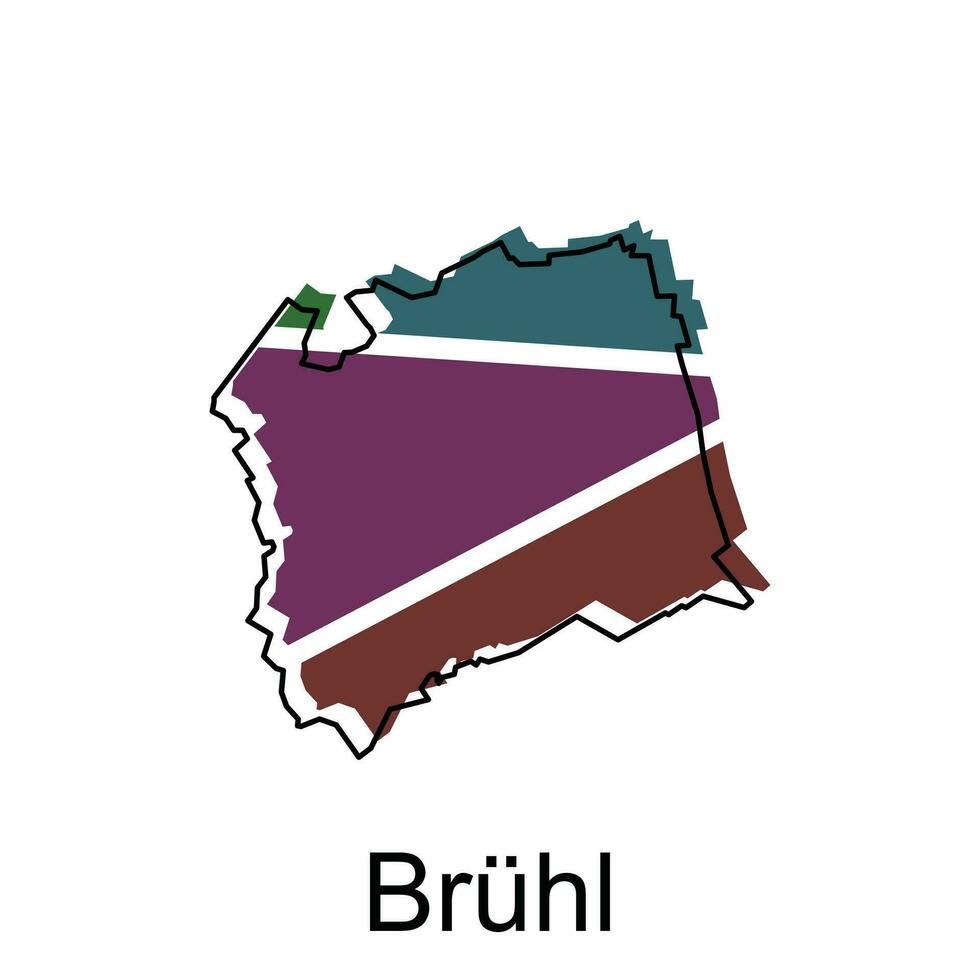 map of Bruhl vector design template, national borders and important cities illustration