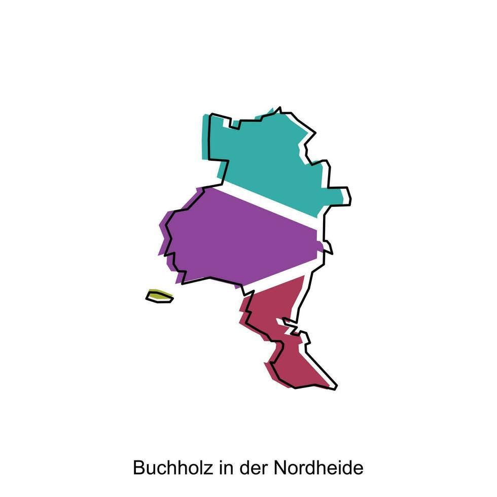 Map of Buchholz In Der Nordheide design illustration, vector symbol, sign, outline, World Map International vector template on white background