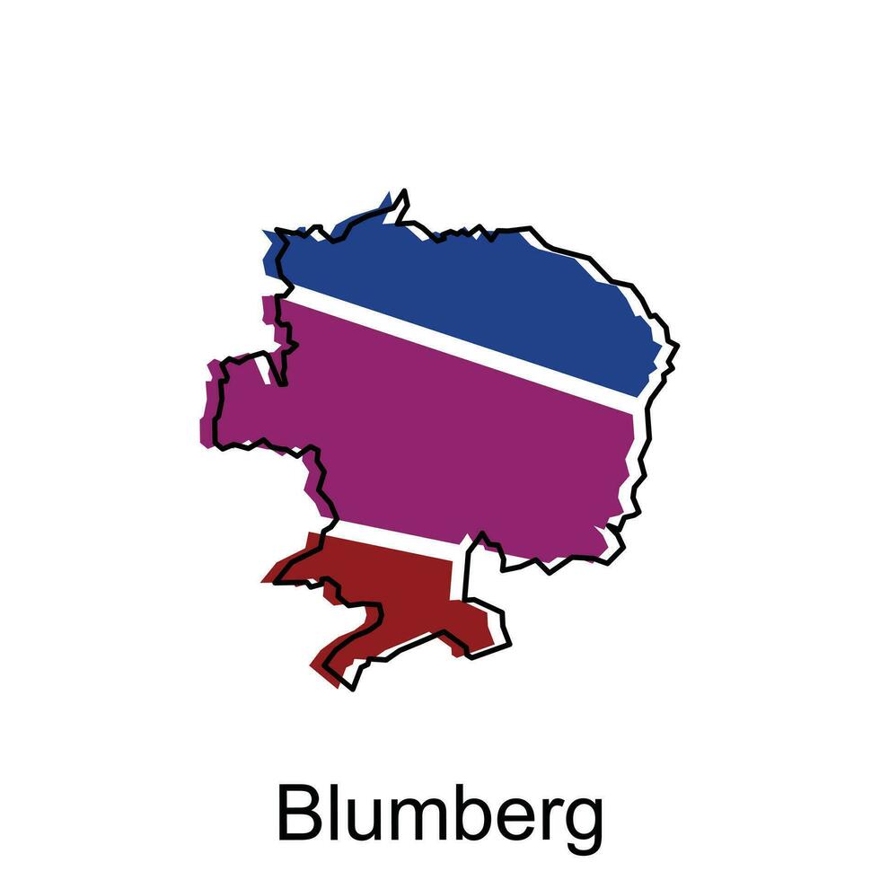 map of Blumberg vector design template, national borders and important cities illustration
