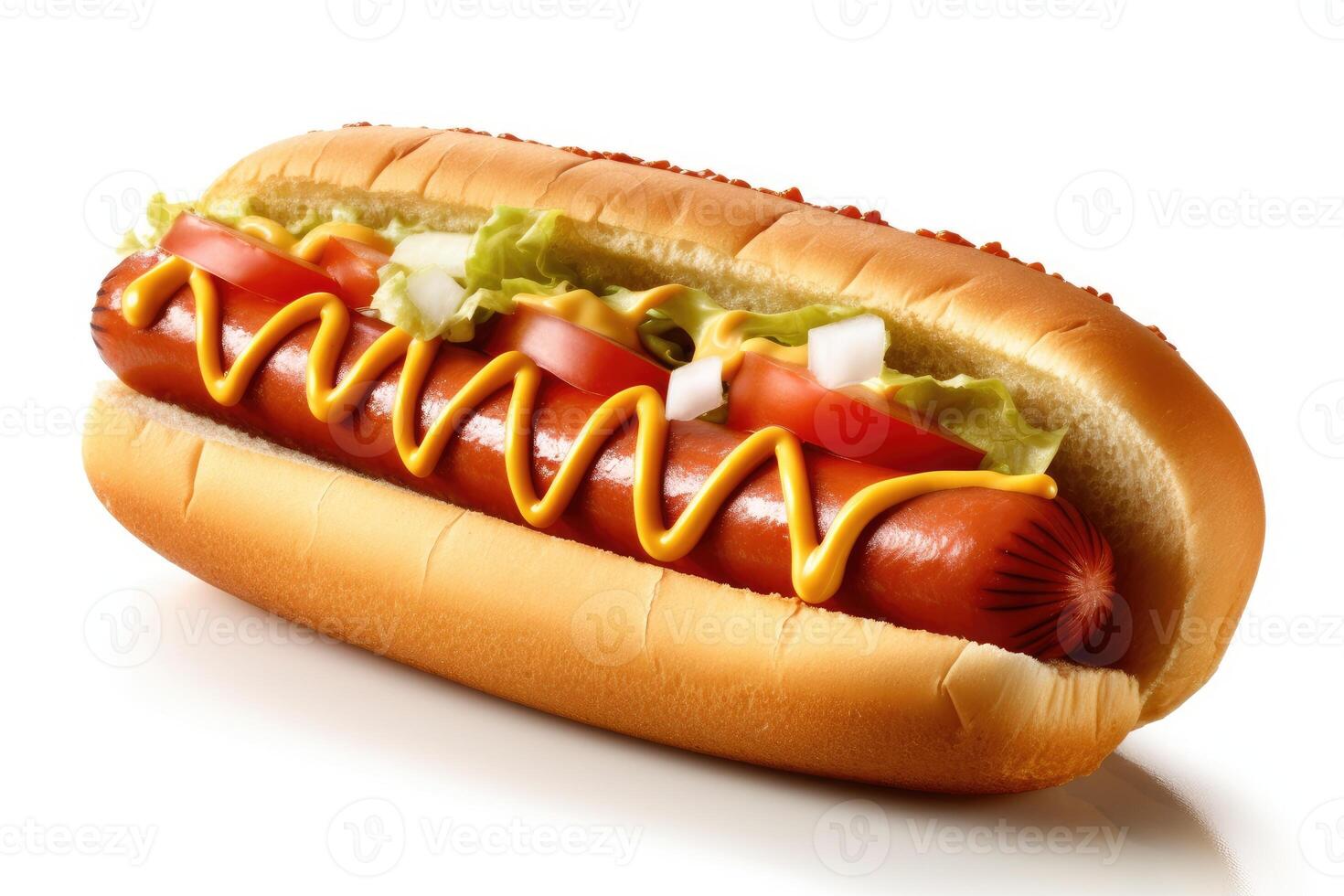 stock photo of hot dogs food photography isolated white background AI Generated