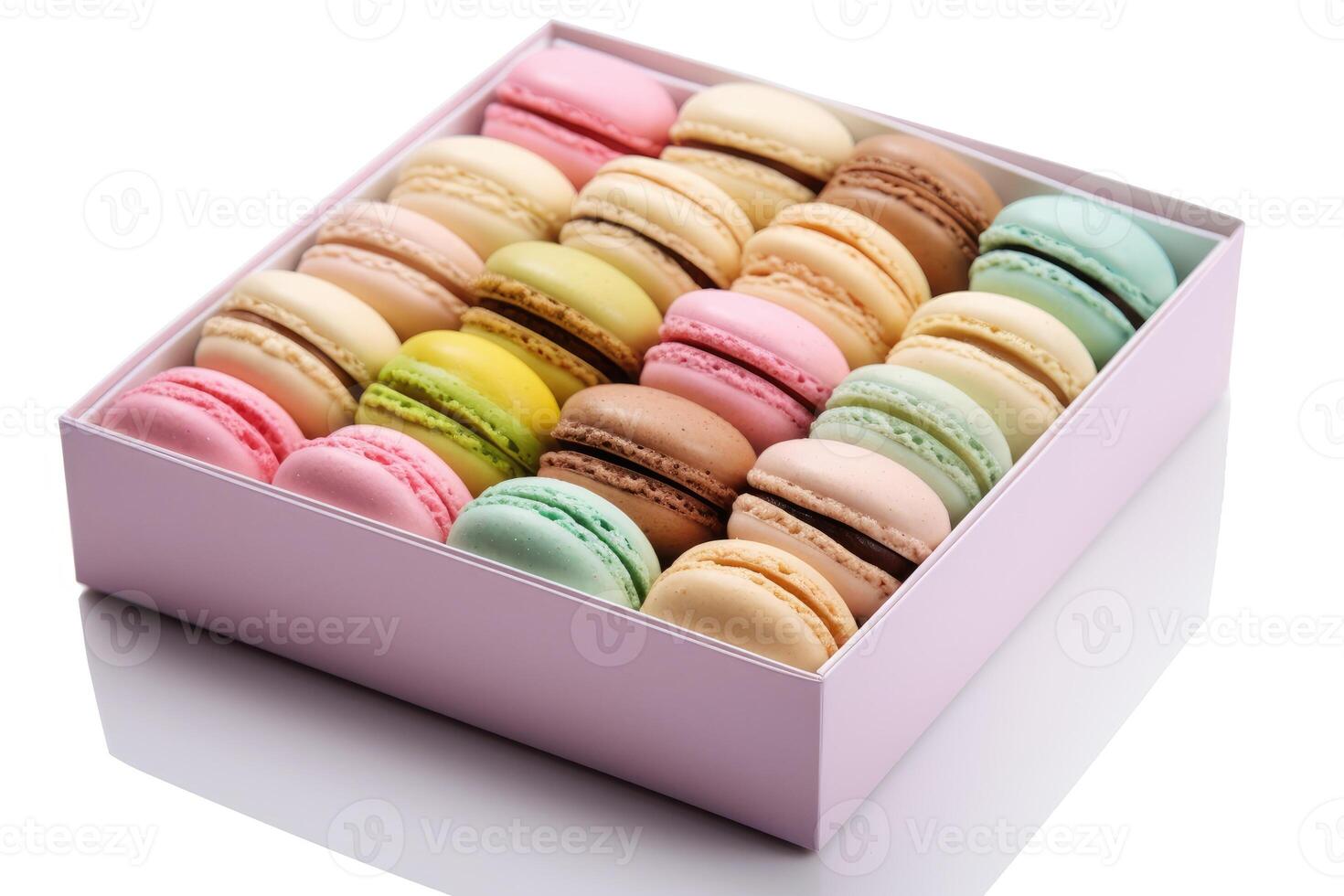 macaroon box white isolated background Food Photography photo