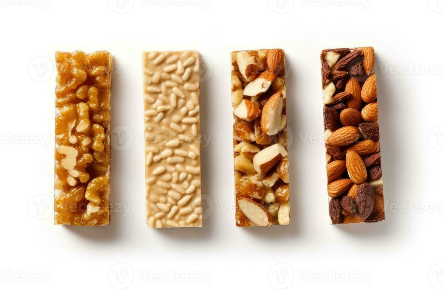 granola bars flat lay Food Photography AI Generated photo