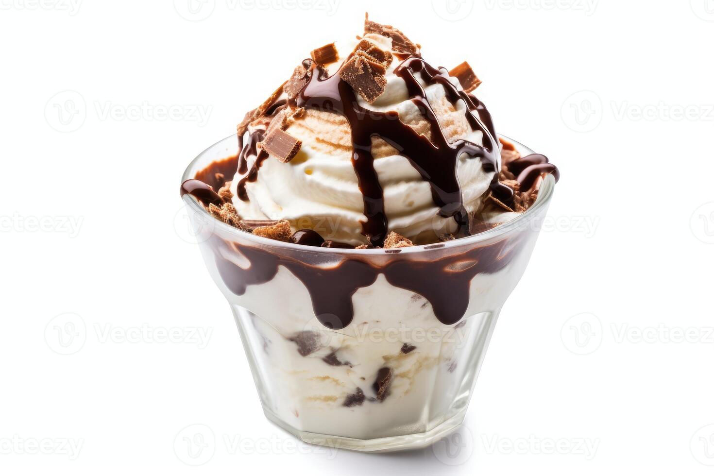 chocolate sundae white isolated background Food Photography AI Generated photo