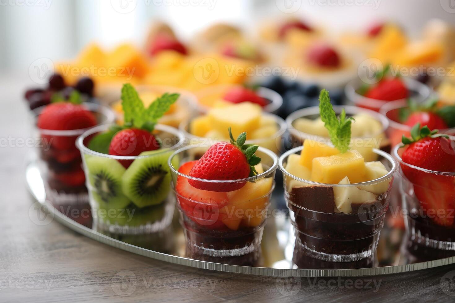 dessert and fruits on catering Food Photography AI Generated photo