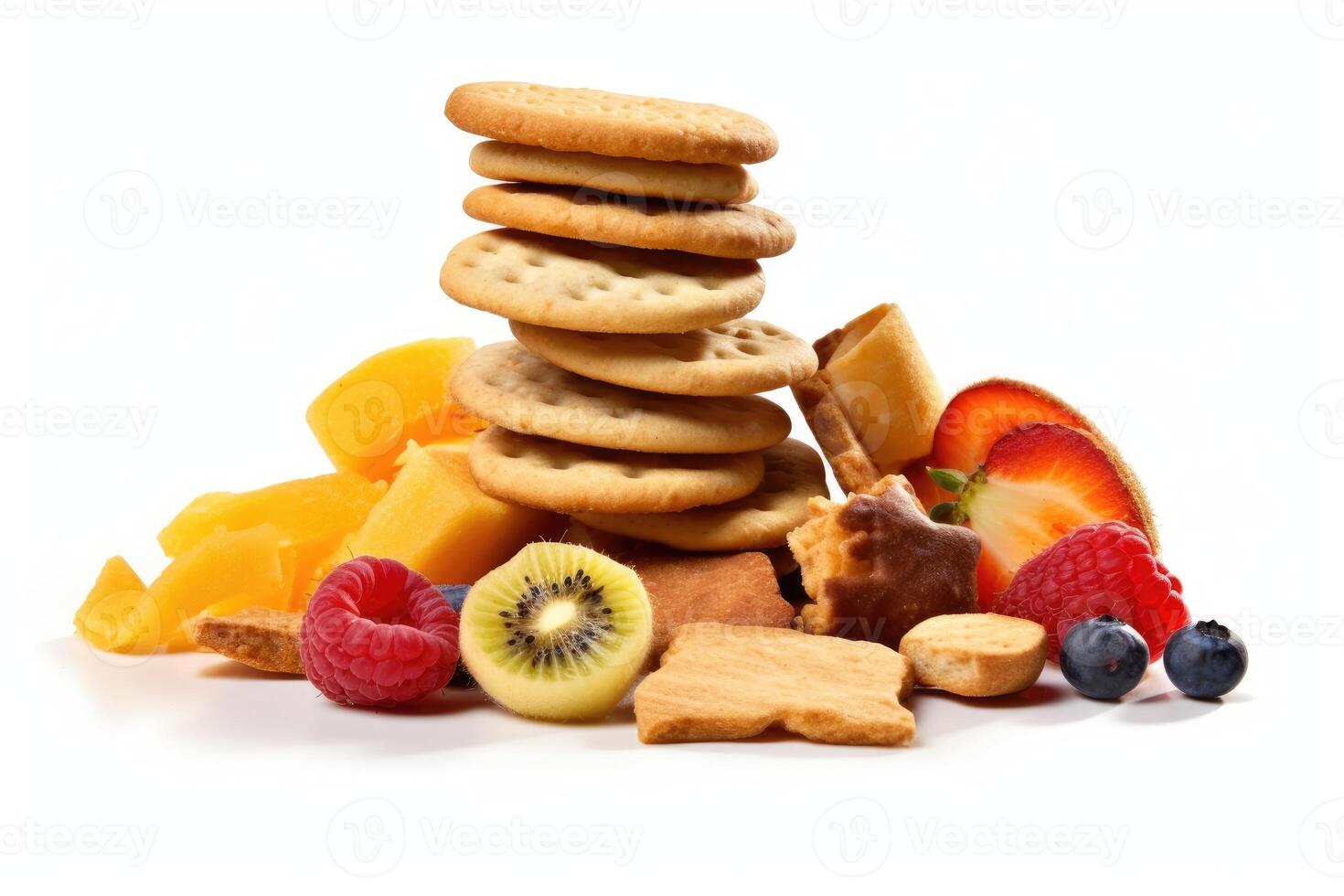 calorie snacks white isolated background Food Photography AI Generated photo