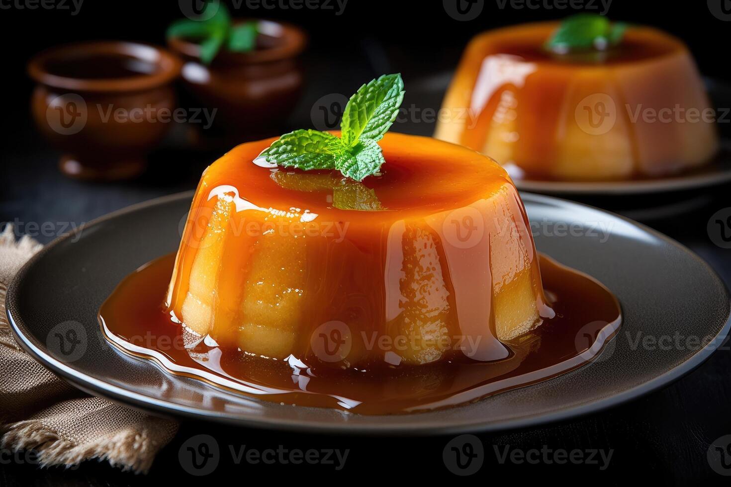 stock photo of french crme caramel food photography AI Generated