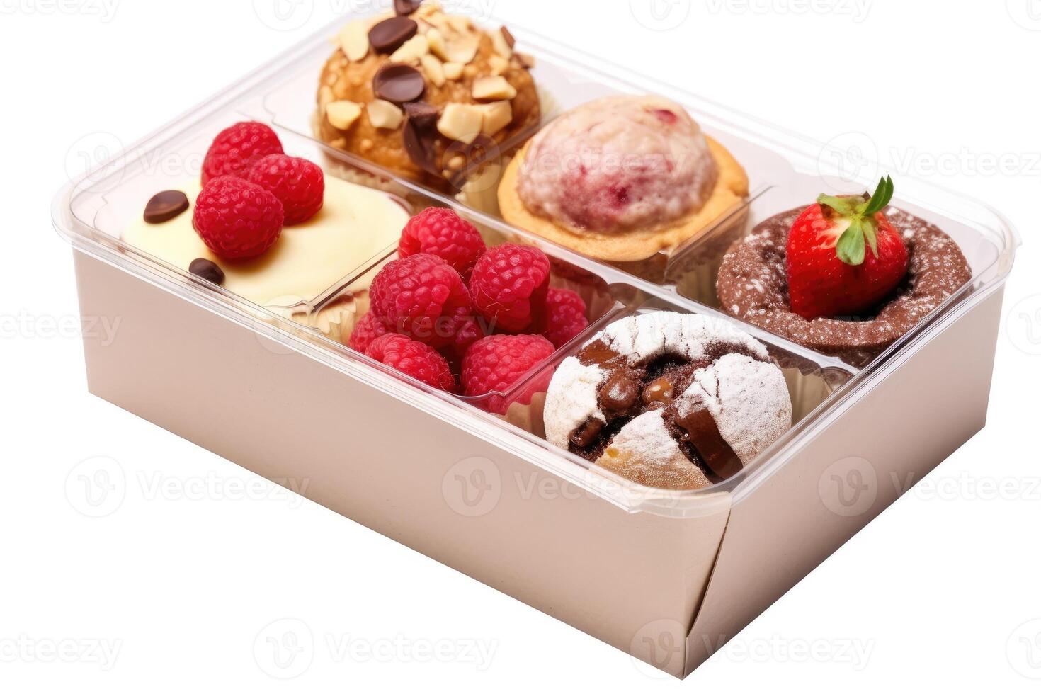 dessert box white isolated background Food Photography photo