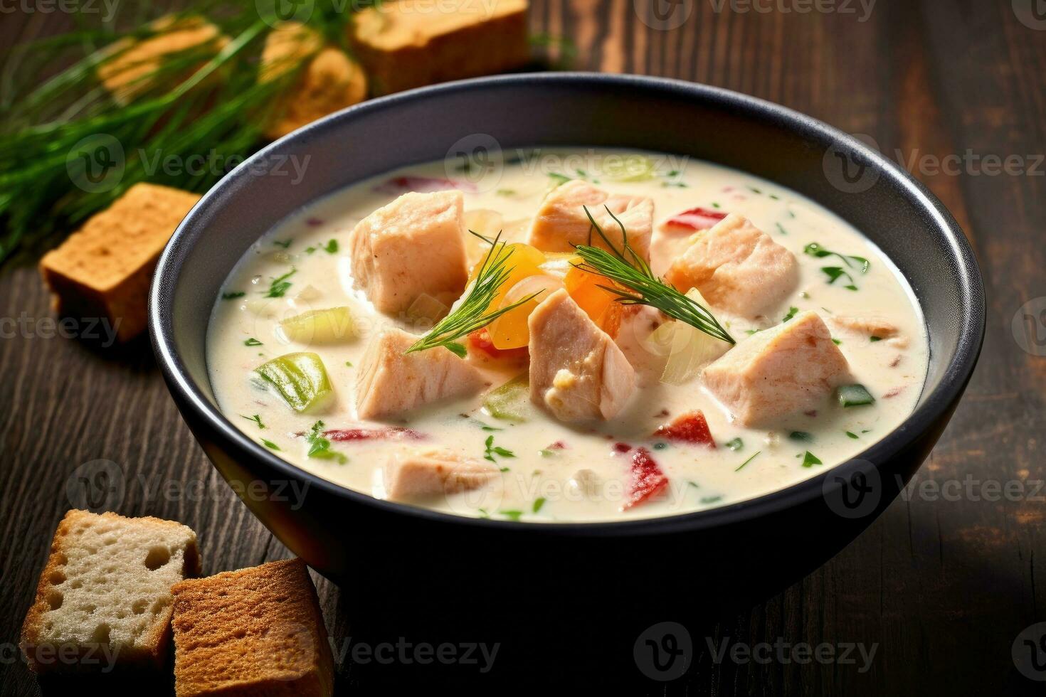 fish soup cream Food Photography AI Generated photo