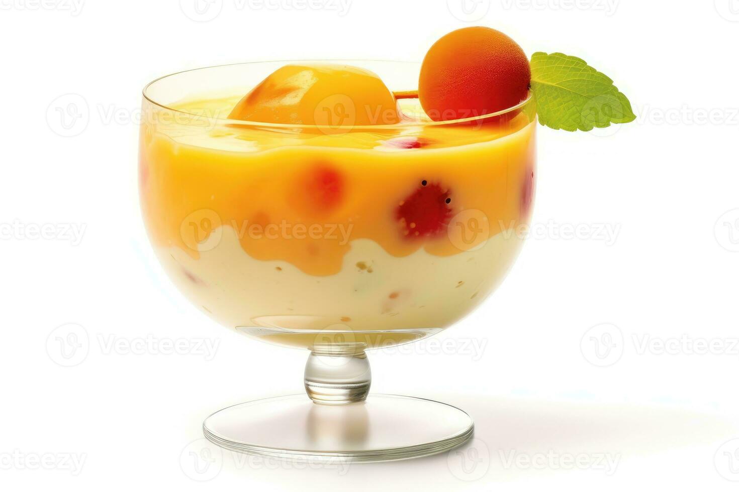 puding fruit cocktail white isolated background Food Photography AI Generated photo