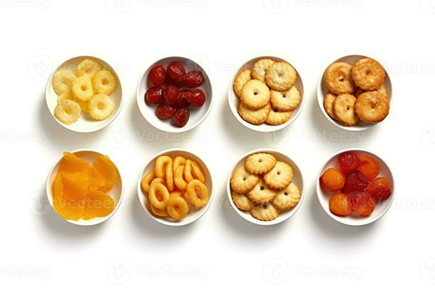 calorie snacks white isolated background Food Photography AI Generated photo