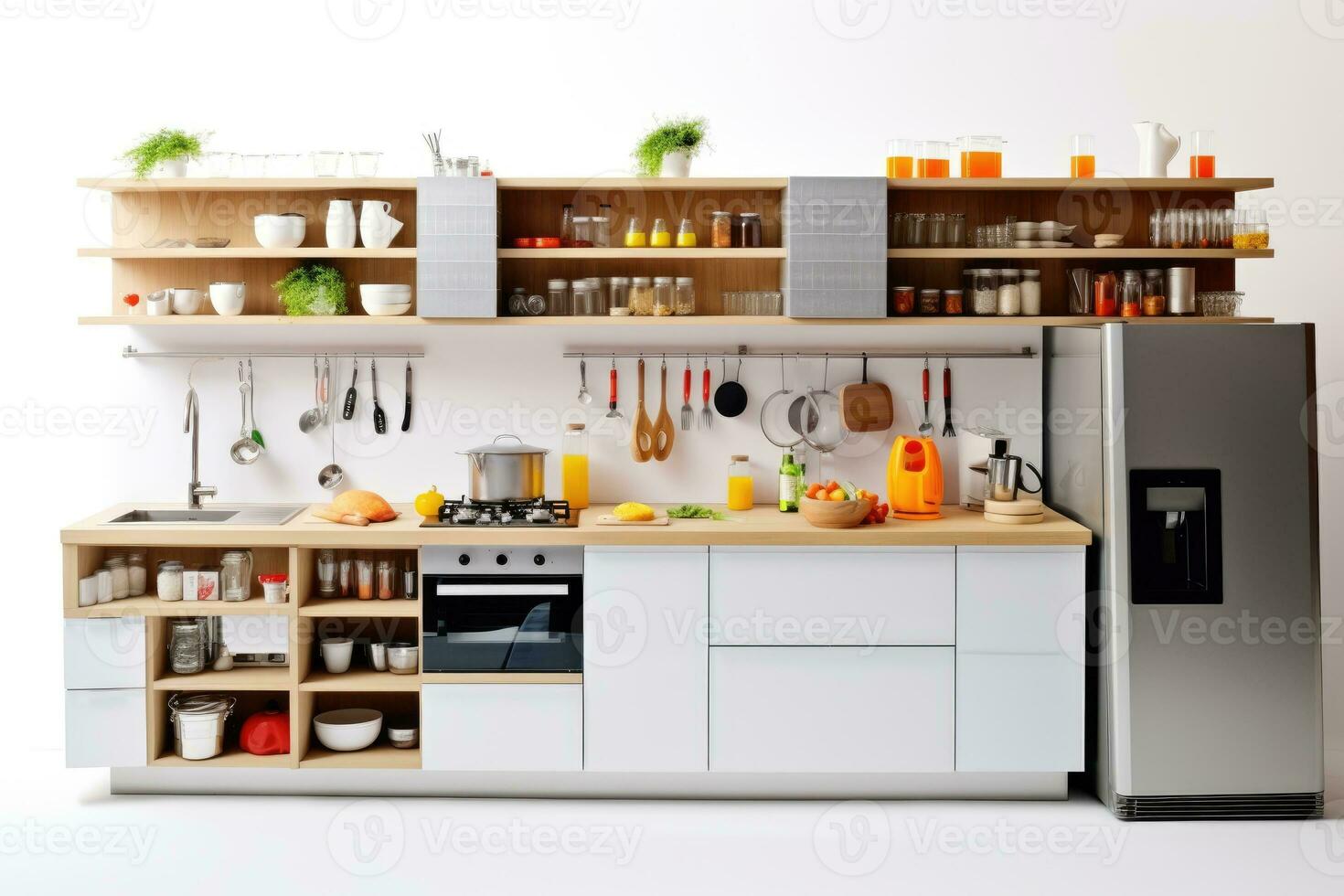 inside kitchen white isolated background Food Photography AI Generated photo