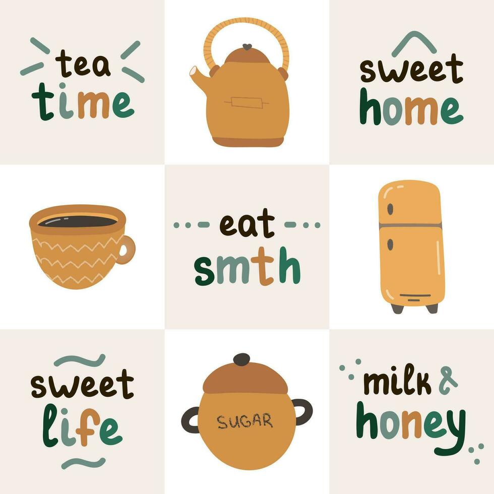 Cozy sweet home set vector