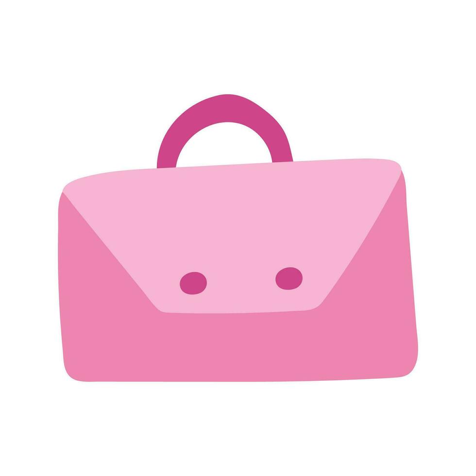 linda dibujos animados rosado maletín con botones para documentos para oficina trabajar, escuela, universidad. vector clipart ilustración aislado en el fondo, mano dibujado