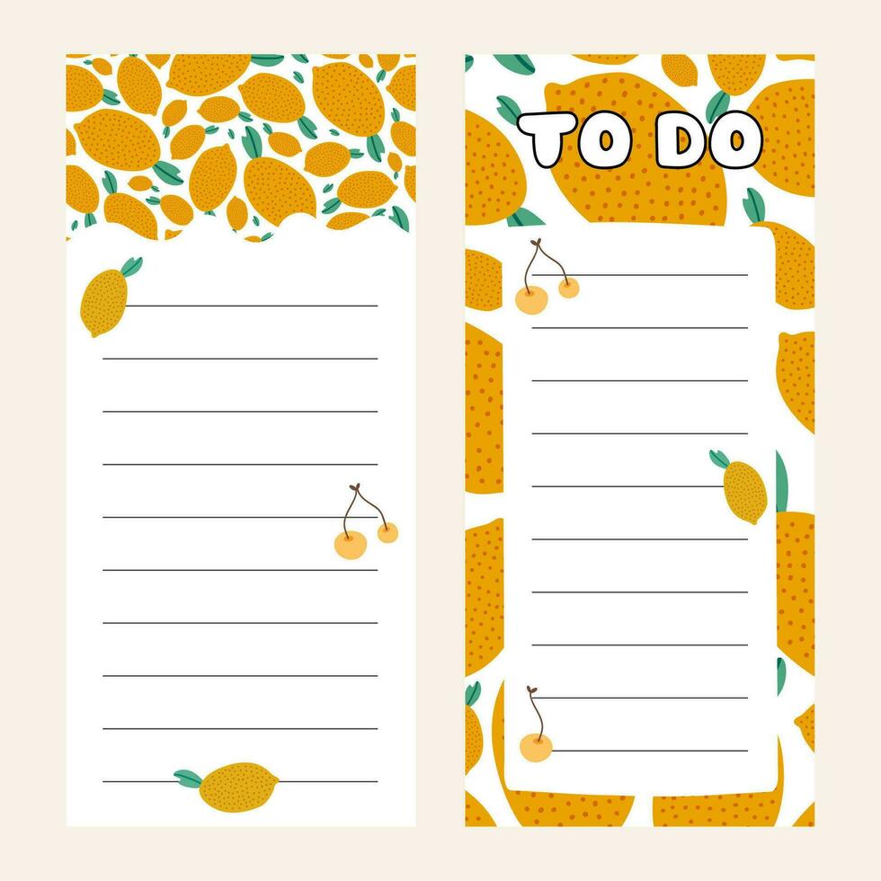 Cute scrapbook templates for planner. Notes, to do, to buy and other on summer theme. With vector printable, editable illustrations