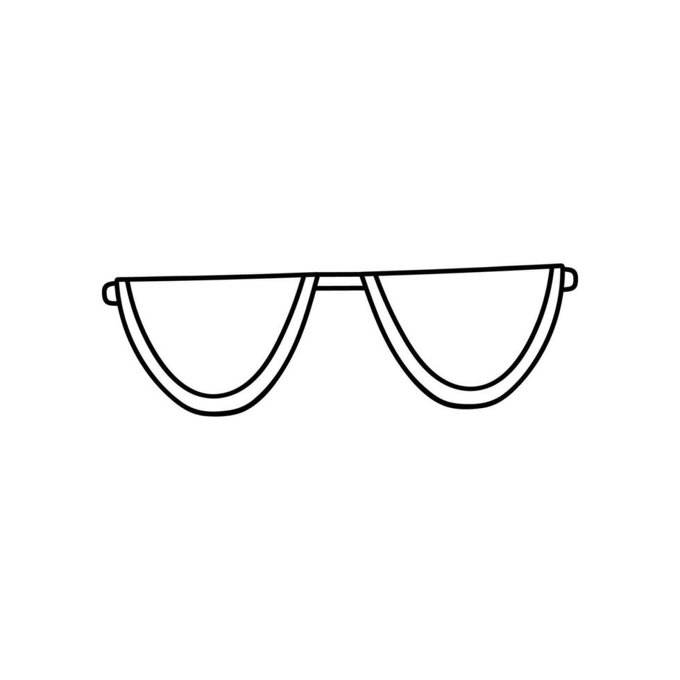 Hand drawn cute and trendy doodle of sunglasses for summer season. Accessory against bright sun and ultraviolet. Vector illustration isolated on the background