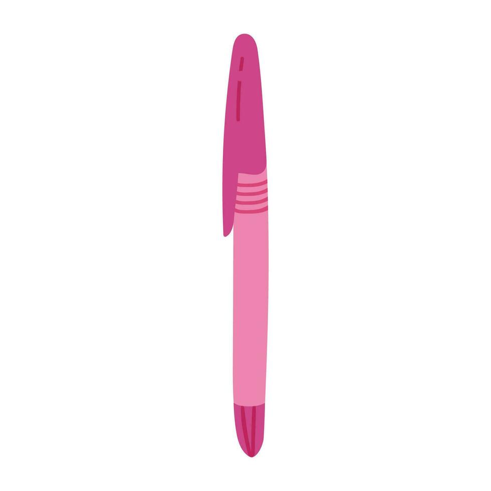 Cute hand drawn pen in a simple and naive cartoon style. For writing notes in planner, sign business contract, write down lectures in the university. Vector illustration isolated on the background