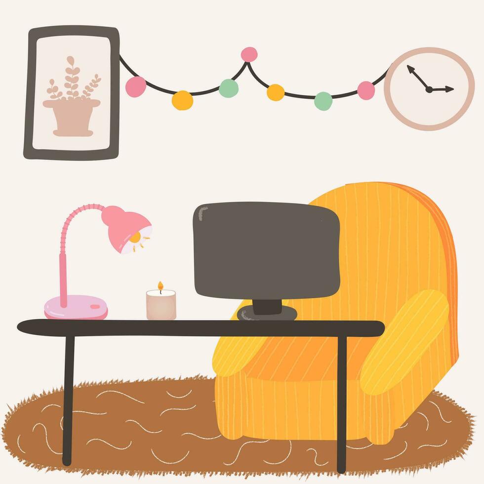 Comfortable and cozy workplace picture vector