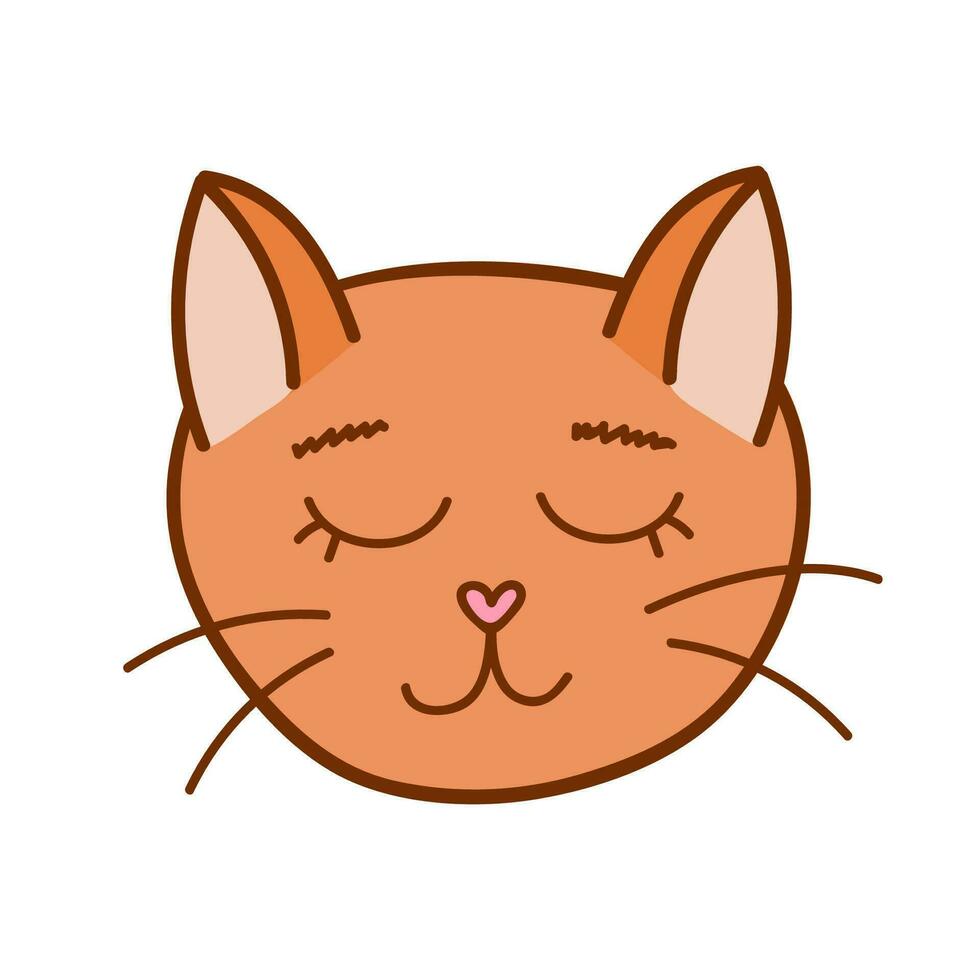 divertido, vistoso y linda gato cara cerca arriba. vector garabatear con mano dibujado contorno aislado en blanco antecedentes. hogar mascota ilustración para pegatinas, planificadores, chatarra elementos, social medios de comunicación