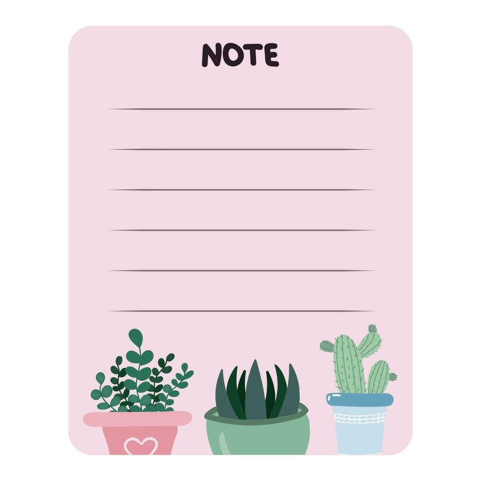 Cute planner vector template for notes