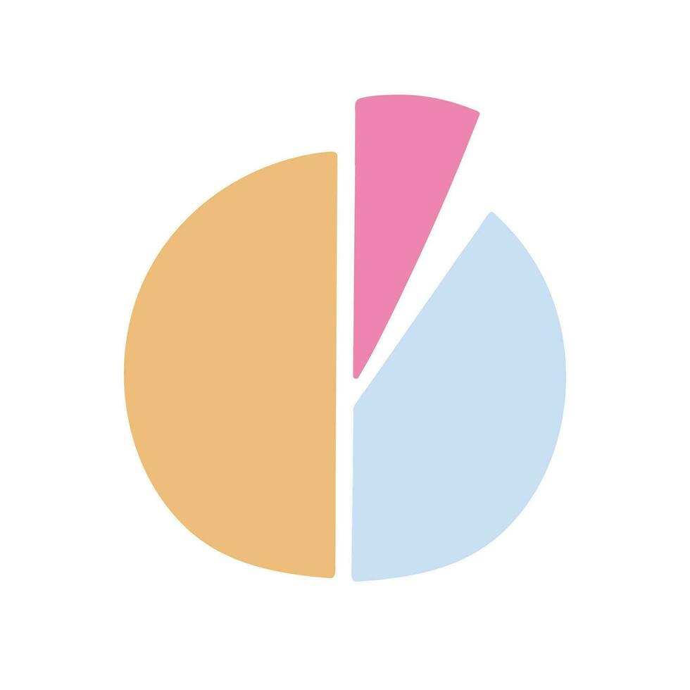 Cute hand drawn clipart of chart, graph, diagram. Infographic business element for presentations, statistic, reports. Vector illustration isolated on background.