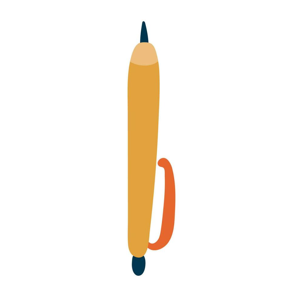 Cute hand drawn pen in a simple and naive cartoon style. For writing notes in planner, sign business contract, write down lectures in the university. Vector illustration isolated on the background