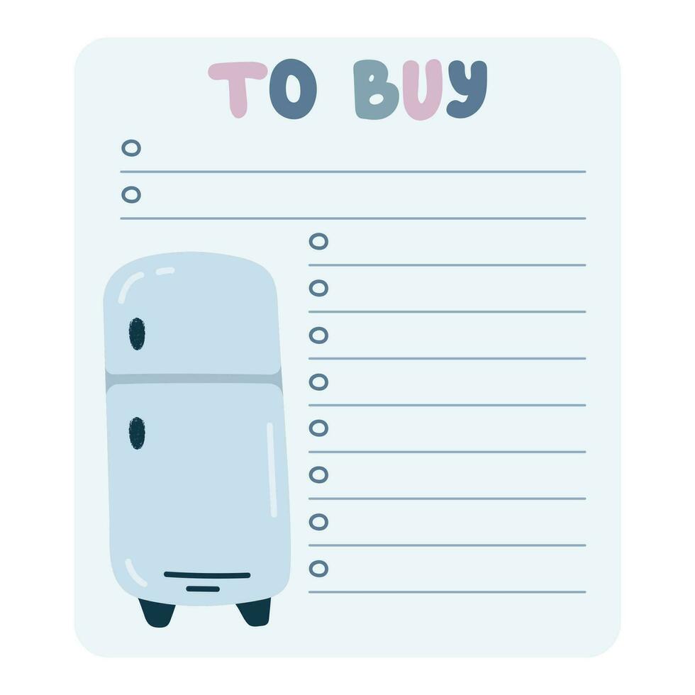 Cute planner vector template for grocery list