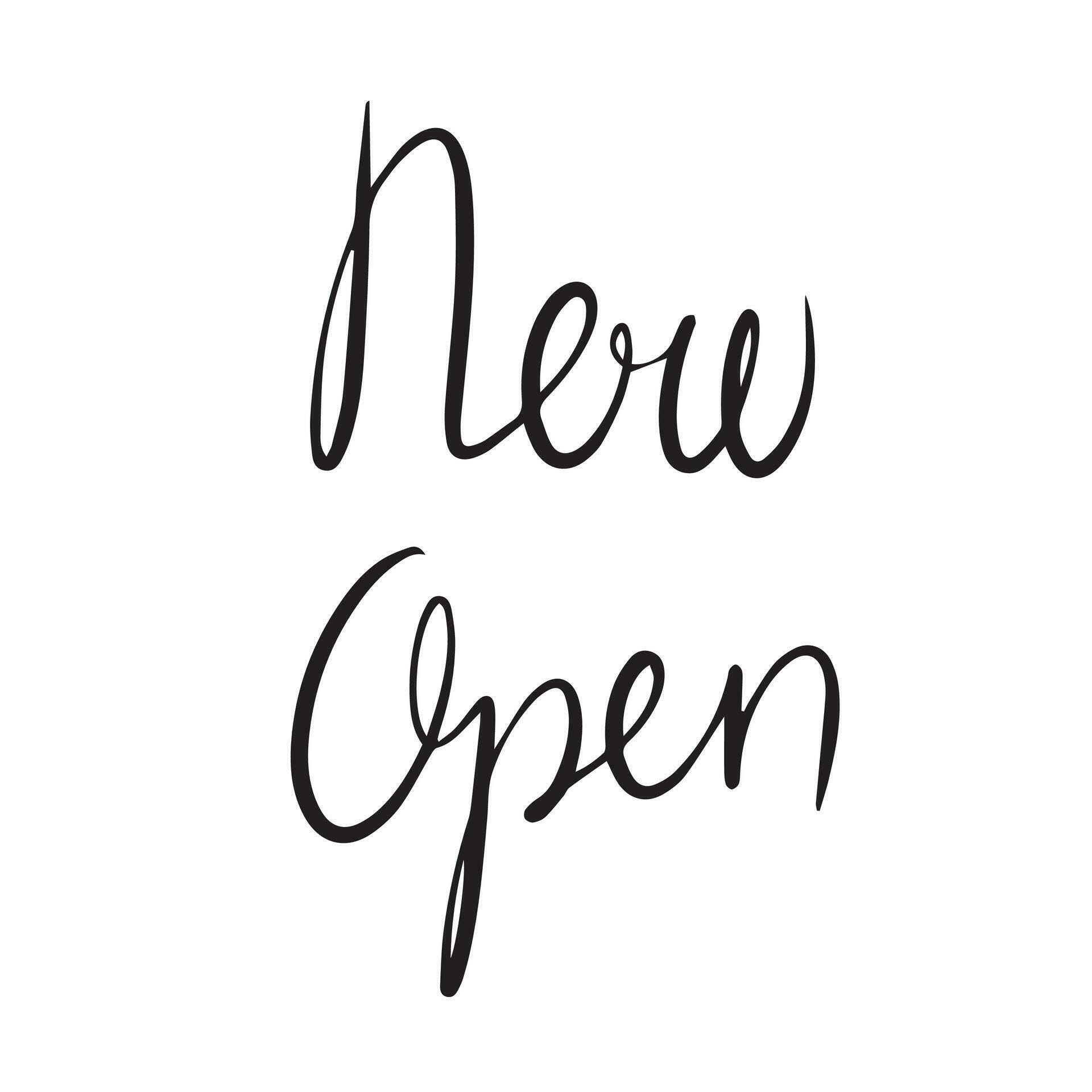 Now Open Banner Open Handwritten Inscription Elegant Lettering